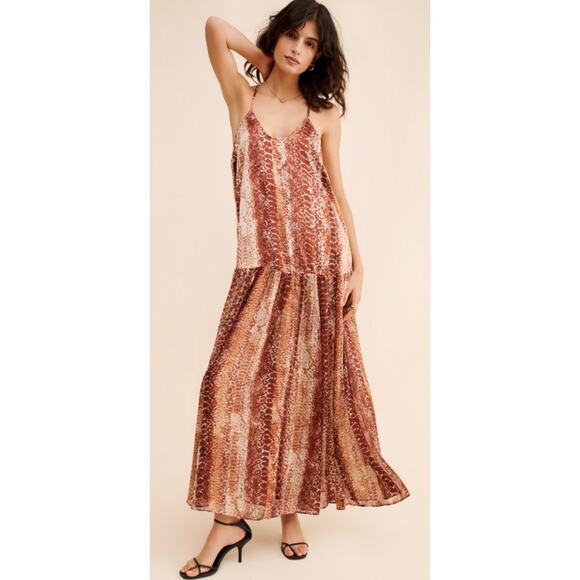 Anthropologie Dresses & Skirts - Anthropologie Snakeskin Solid & Sheer Sleeveless Maxi‎ Dress Multicolor Size XS